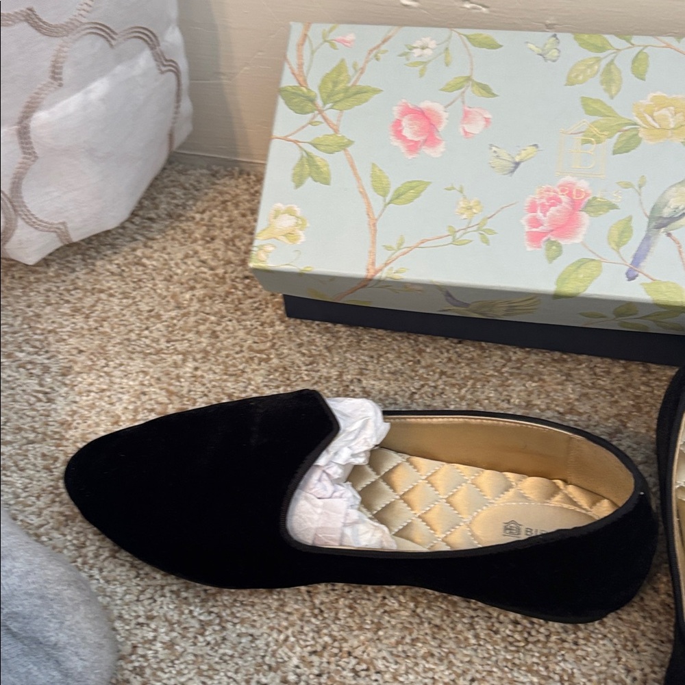 Birdies Black Velvet Slip-Ons